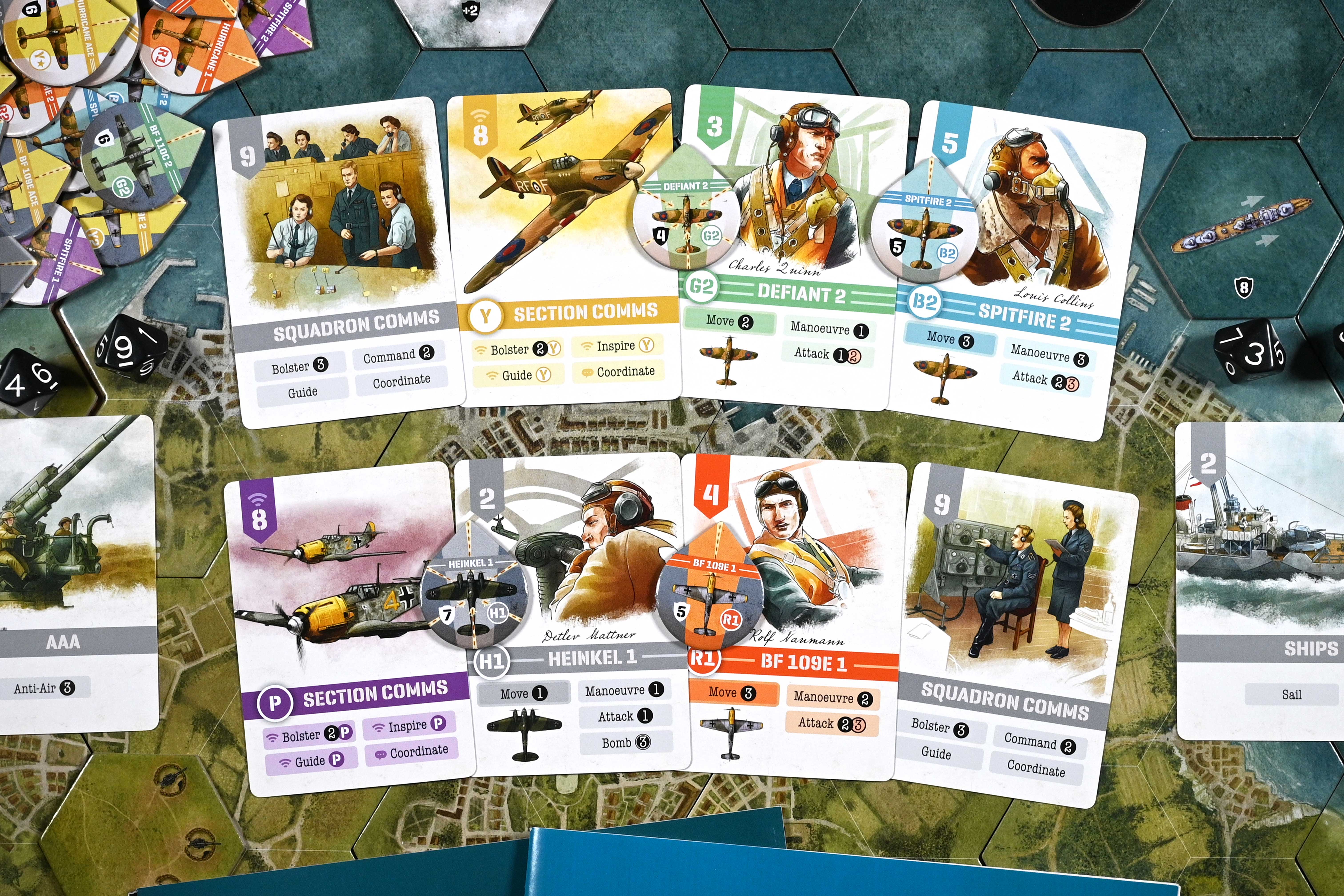 A collection of cards and tokens representing air crews and ground support staff from the 1940s.