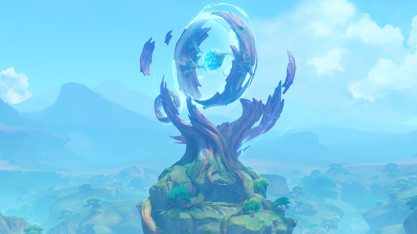 Hollow tree at the center of the Veluriyam Mirage from Genshin Impact’s Secret Summer Paradise event.