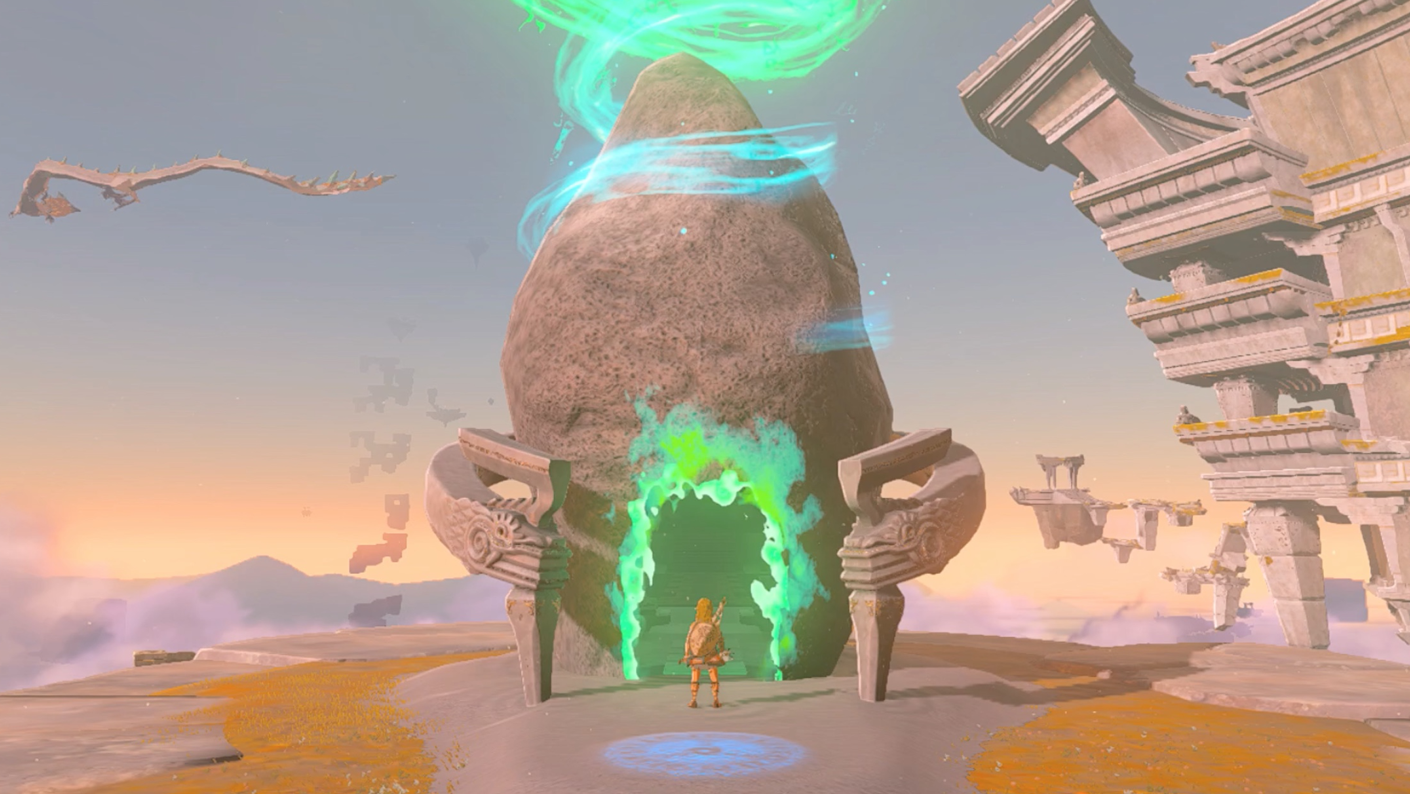 The Legend of Zelda: Tears of the Kingdom Link entering a shrine on a Sky Island